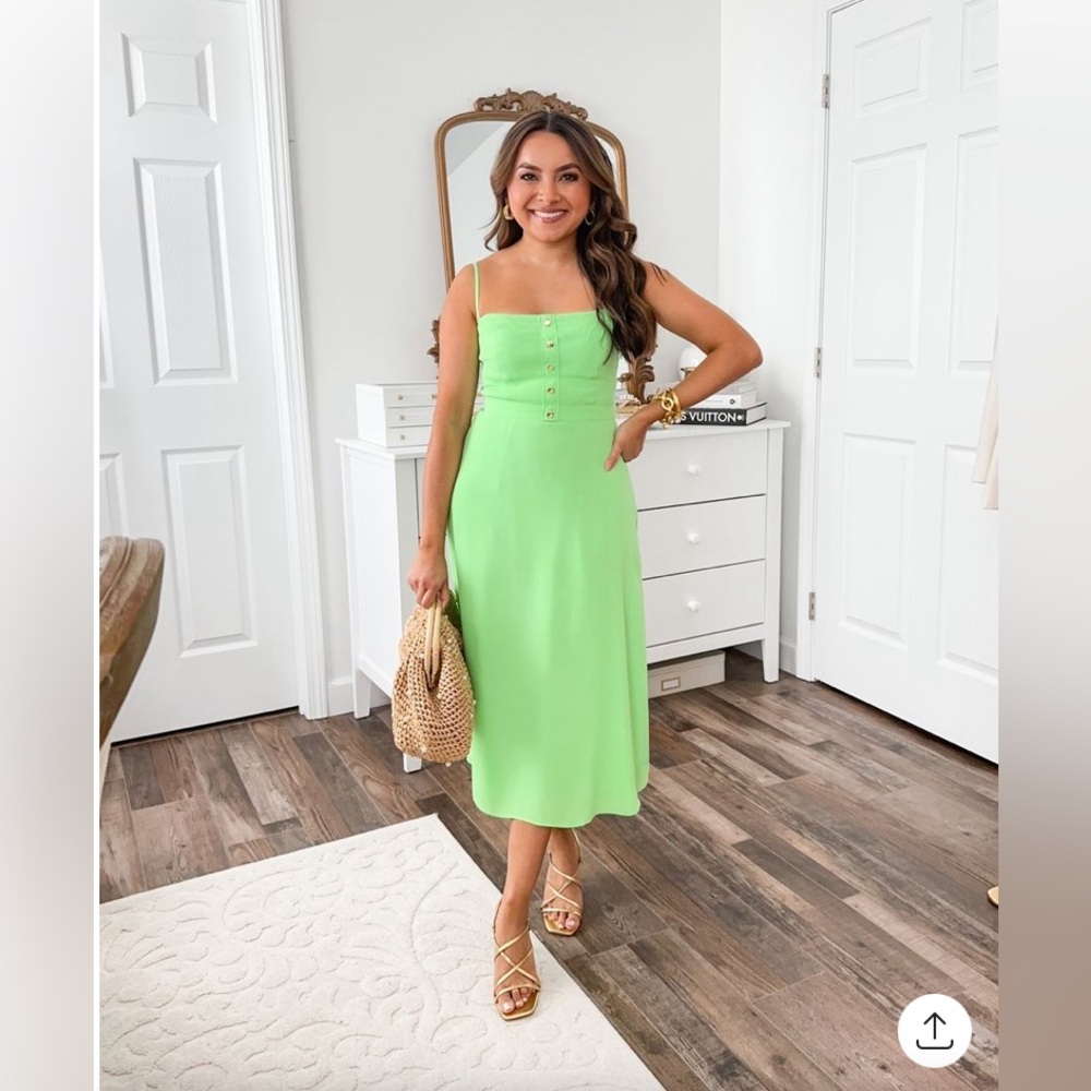 J Crew Women’s Green Spaghetti Strap Midi Dress Size 6
